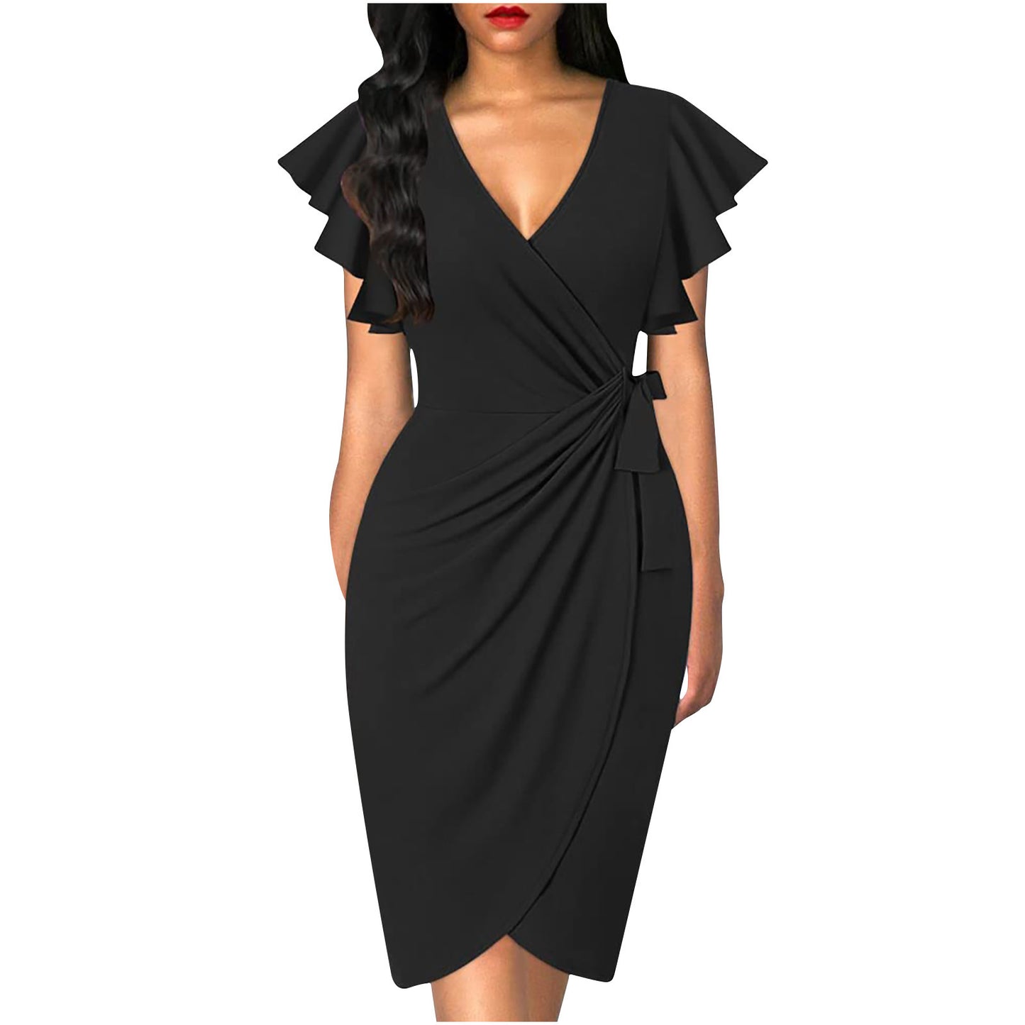 Elegant Twist Waist Pleated Dress