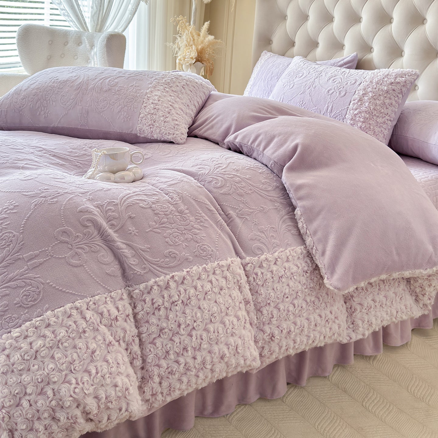 Carved milk velvet bedding