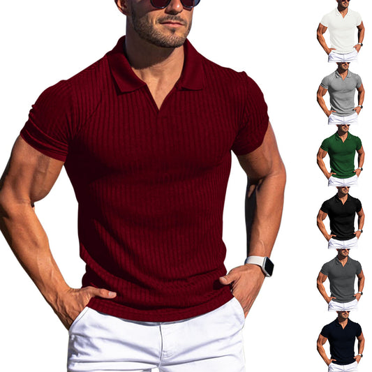 Men's T-shirts with lapel and V-neck