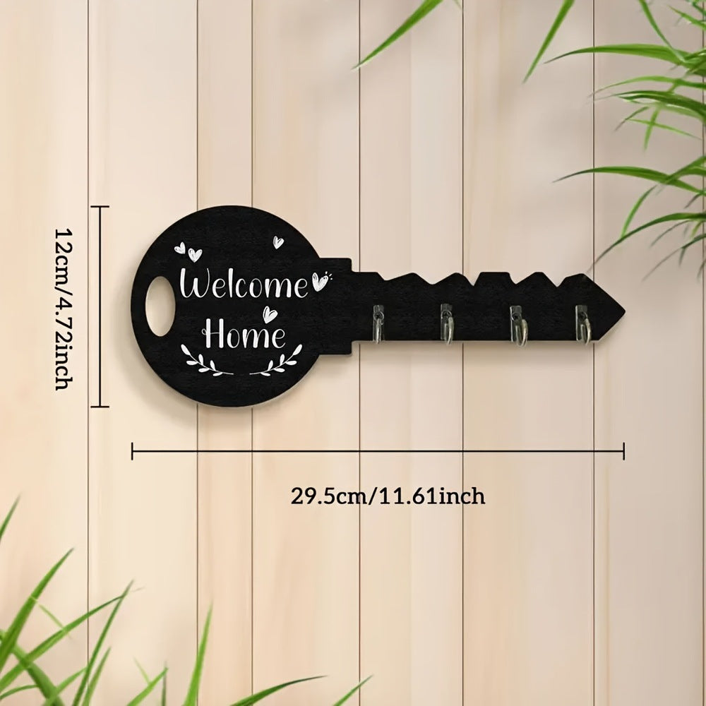 Wooden Key Shaped Wall Hook Organizer