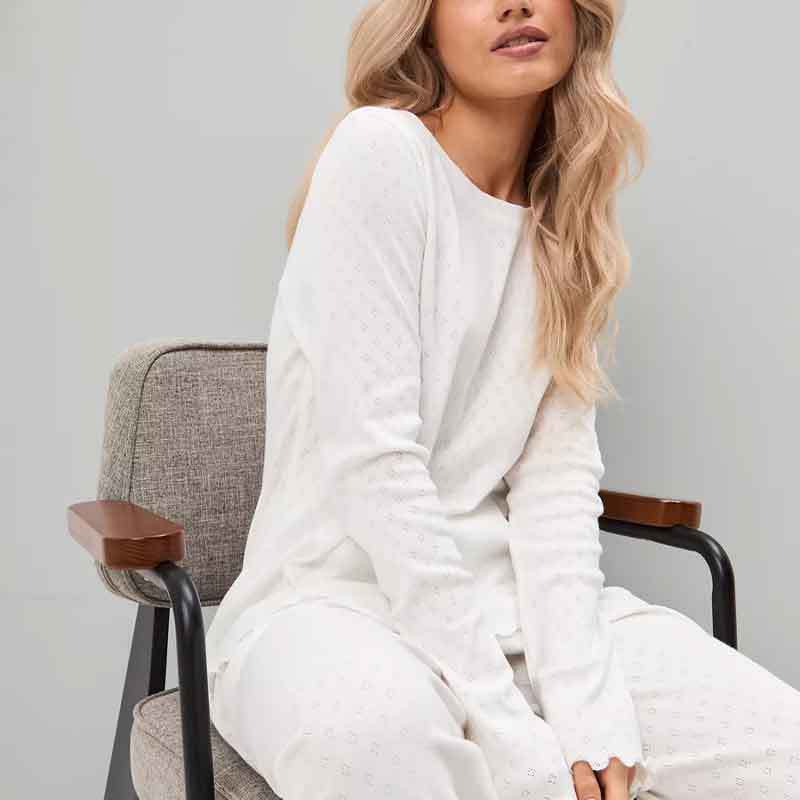 Women's round neck, long sleeves cotton pajama