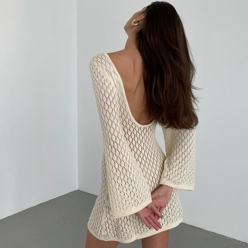 Sexy open-back Knitted lace dress