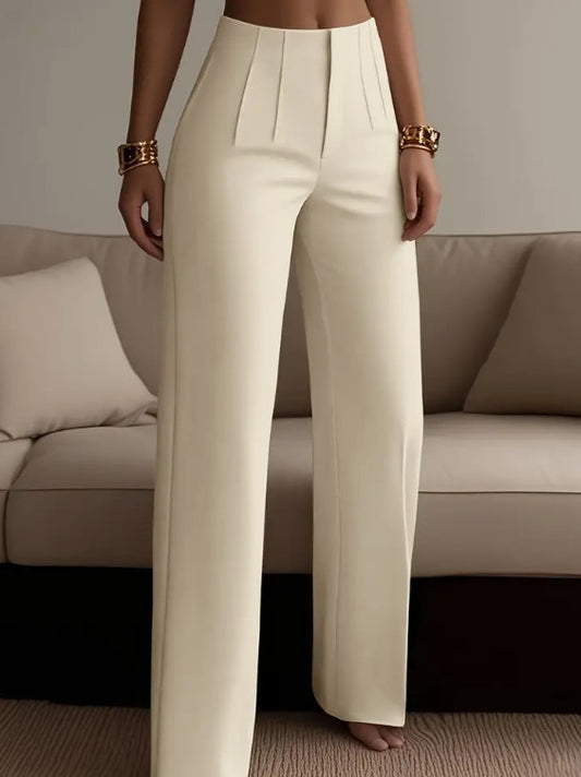 Women's High Waist Pleated Slim Fit Trousers