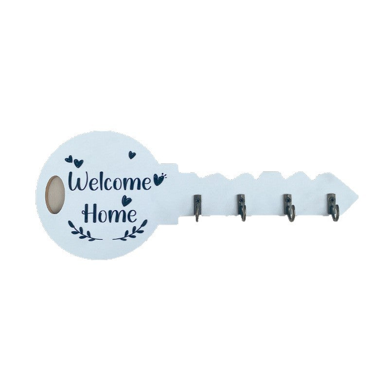 Wooden Key Shaped Wall Hook Organizer