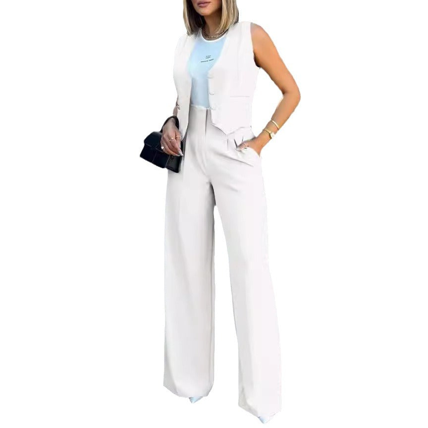 Fashionable suit vest waistcoat wide-leg pants