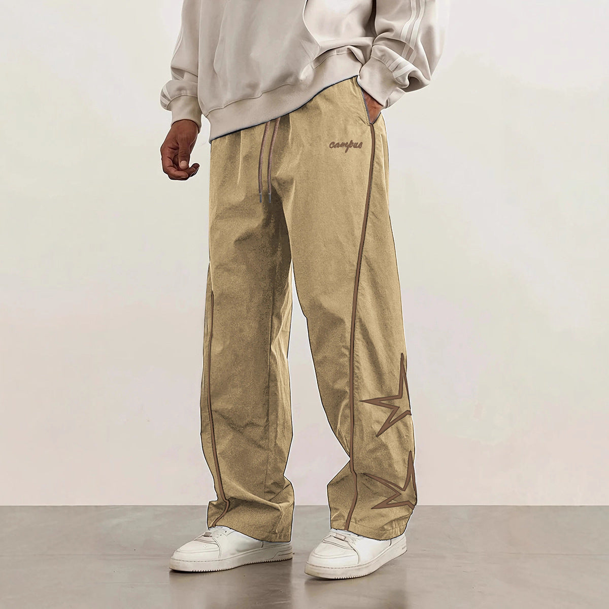 Striped five-star workwear casual straight-leg pants