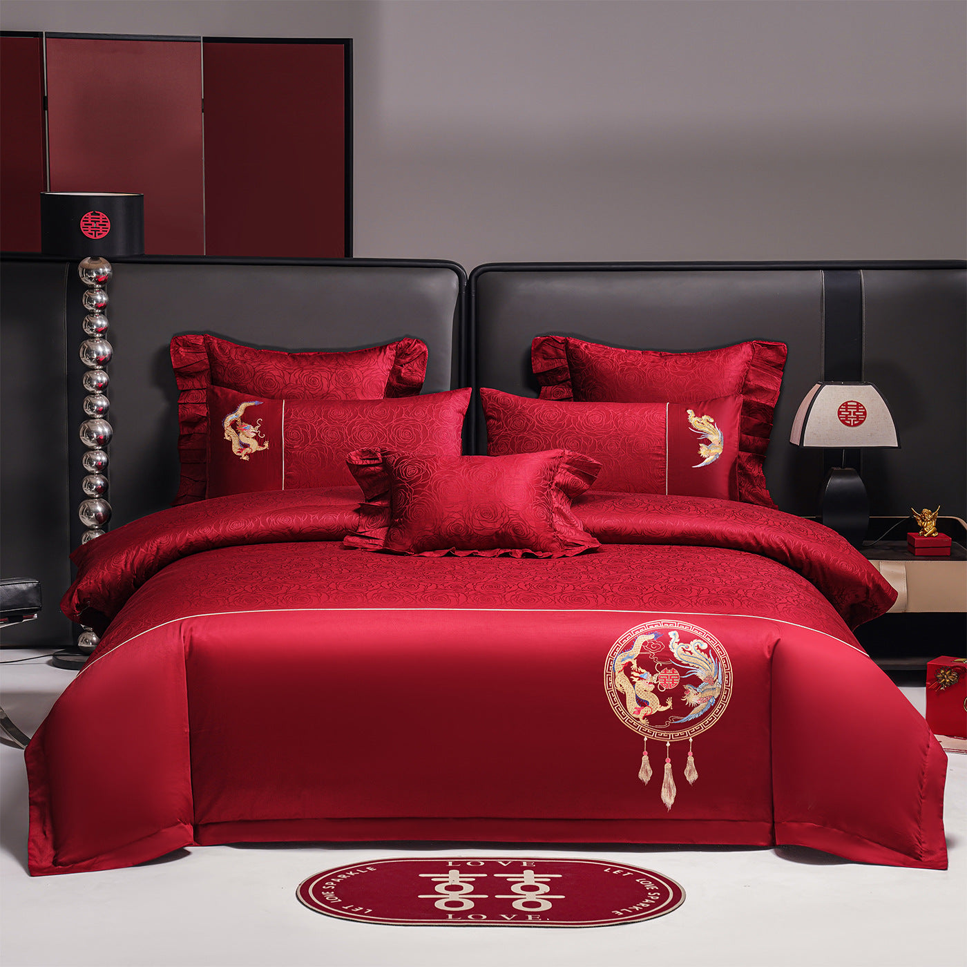 Wedding Cotton Bedding Set with Embroidery