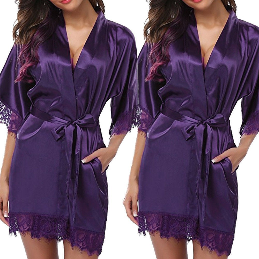 Plus size robe sexy bathrobe ice silk pajamas