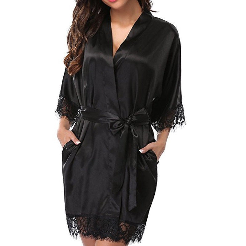Plus size robe sexy bathrobe ice silk pajamas