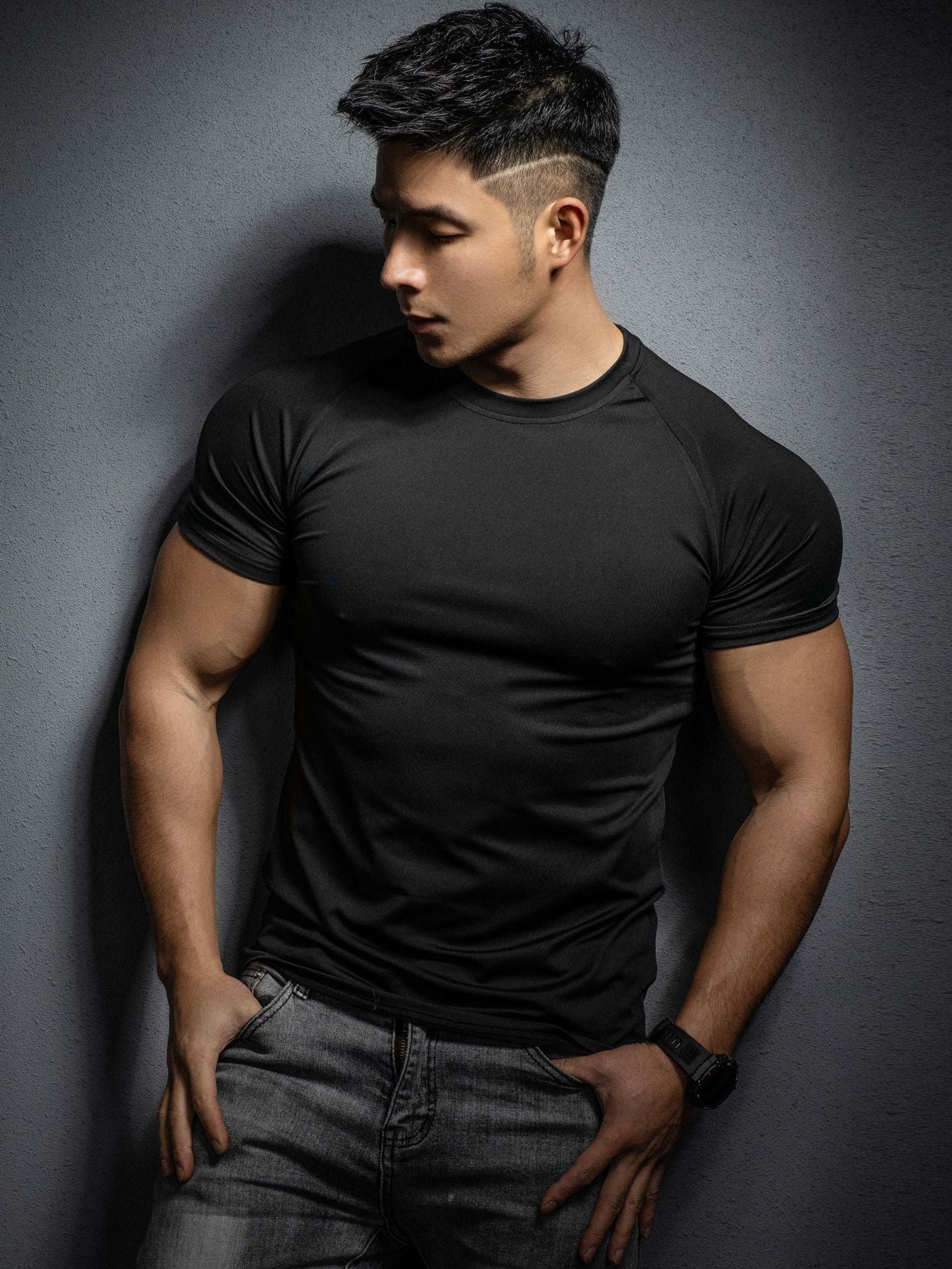 Camiseta deportiva elástica de secado rápido para hombre 