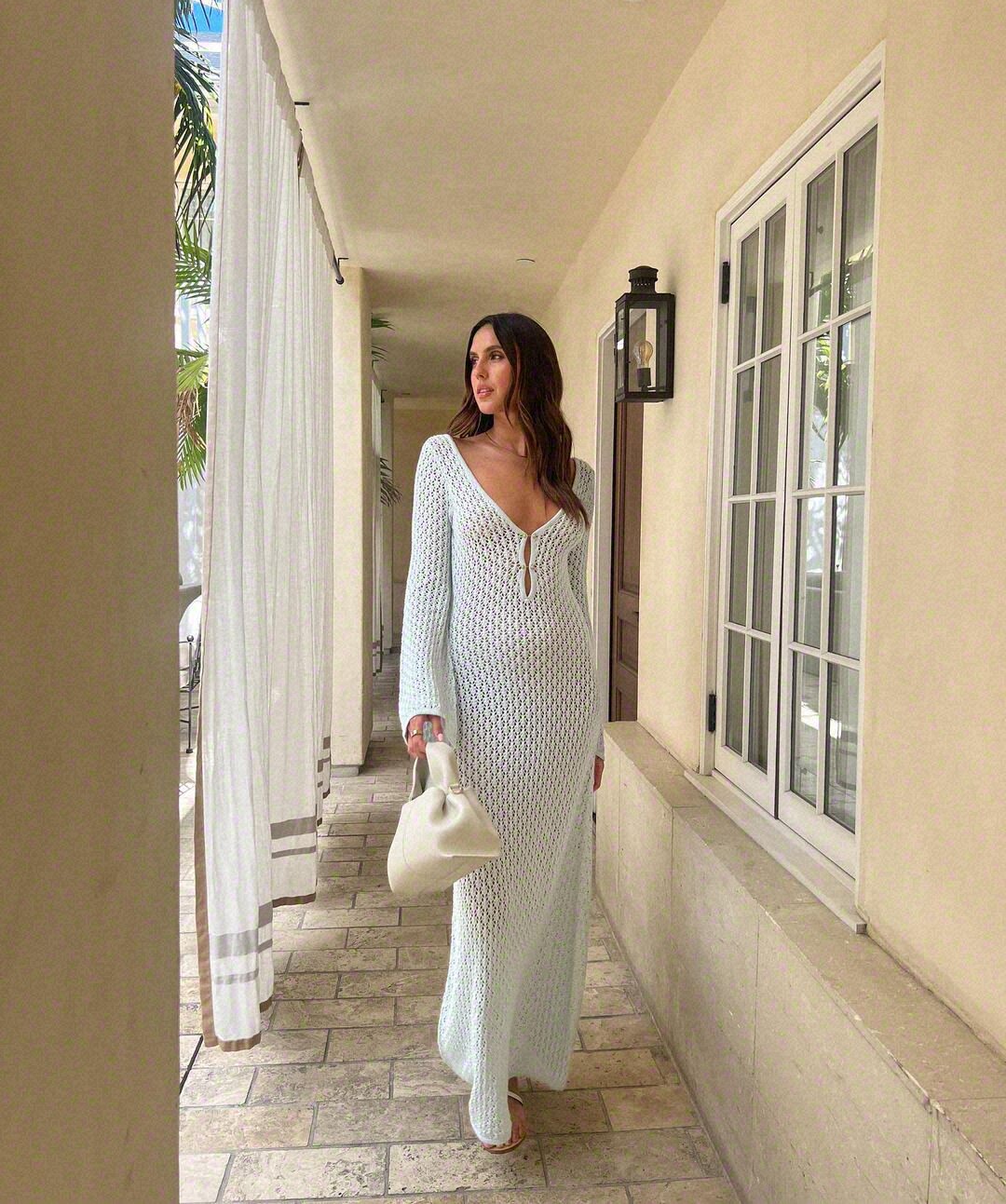 Sexy open-back Knitted lace dress