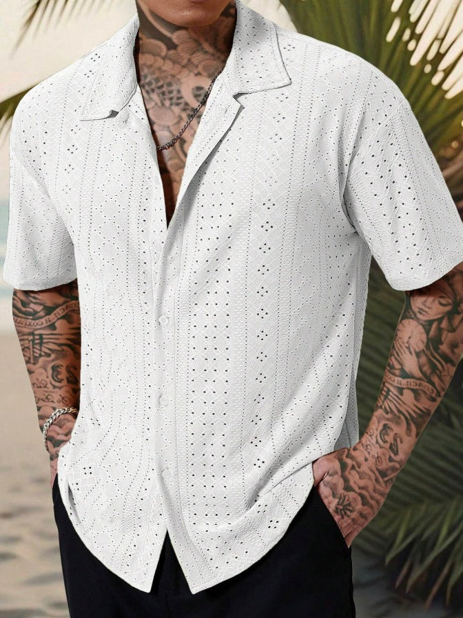 Men's Short Sleeve Jacquard Casual Shirt