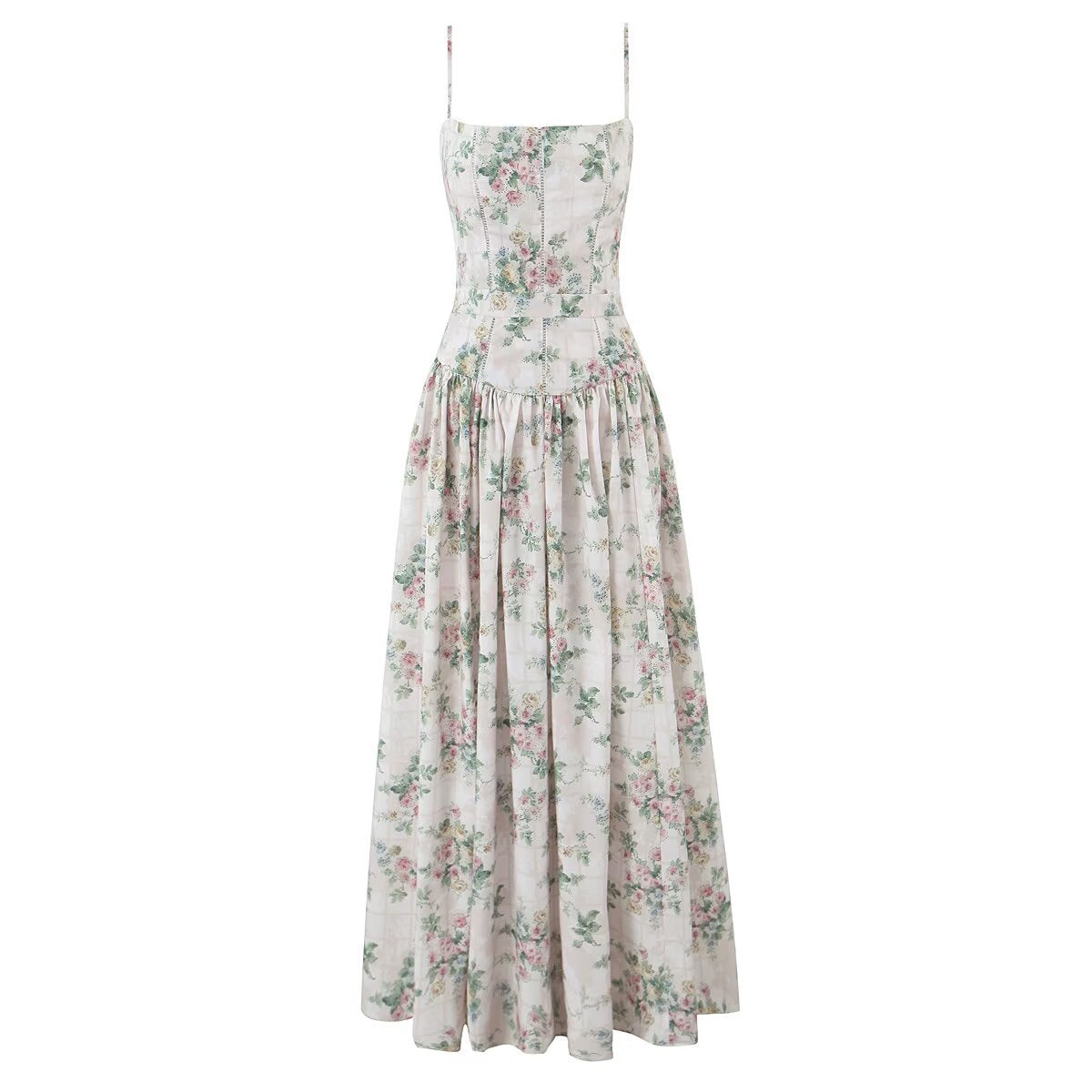 Floral Print Sleeveless Long Dress