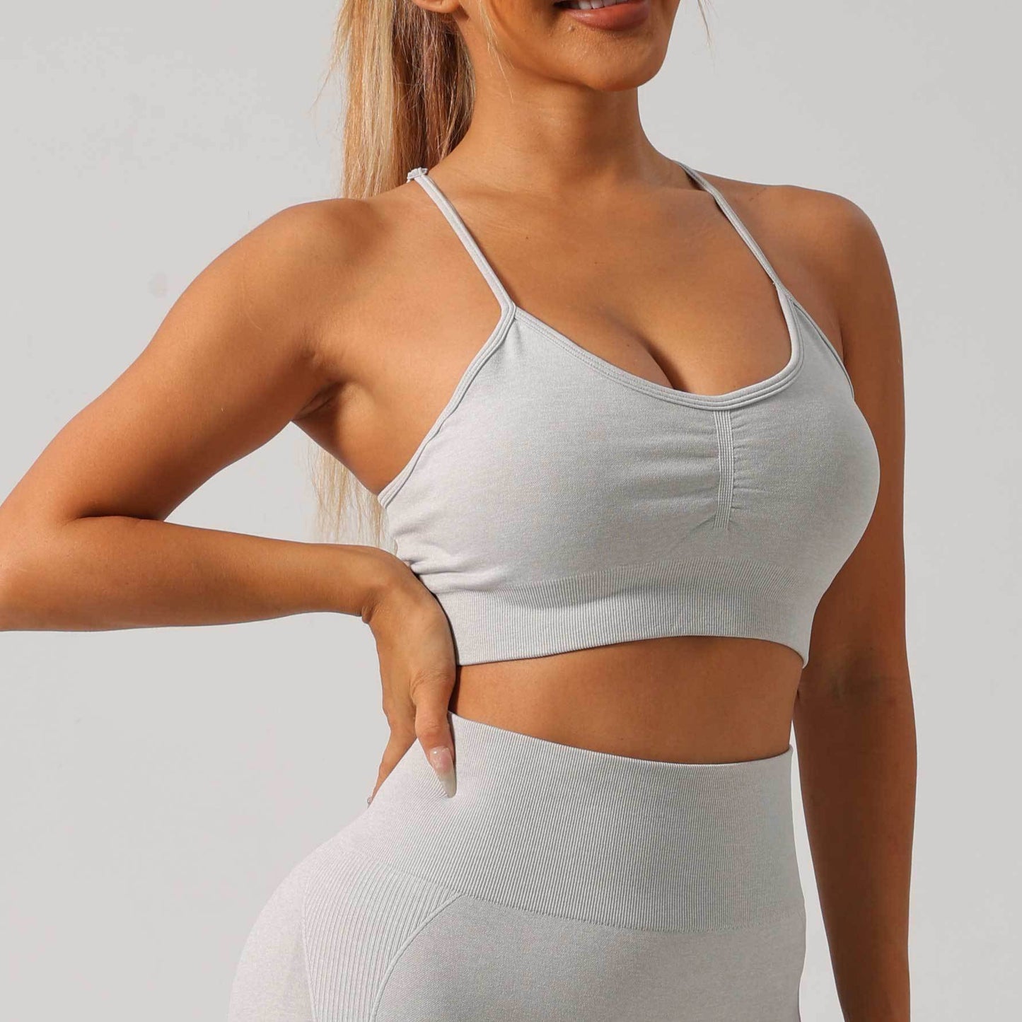 Conjunto de pantalones de yoga para correr largos y de alta elasticidad 
