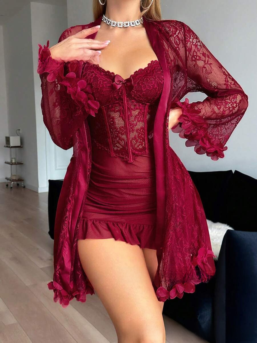 Elegant see-through women's lingerie set