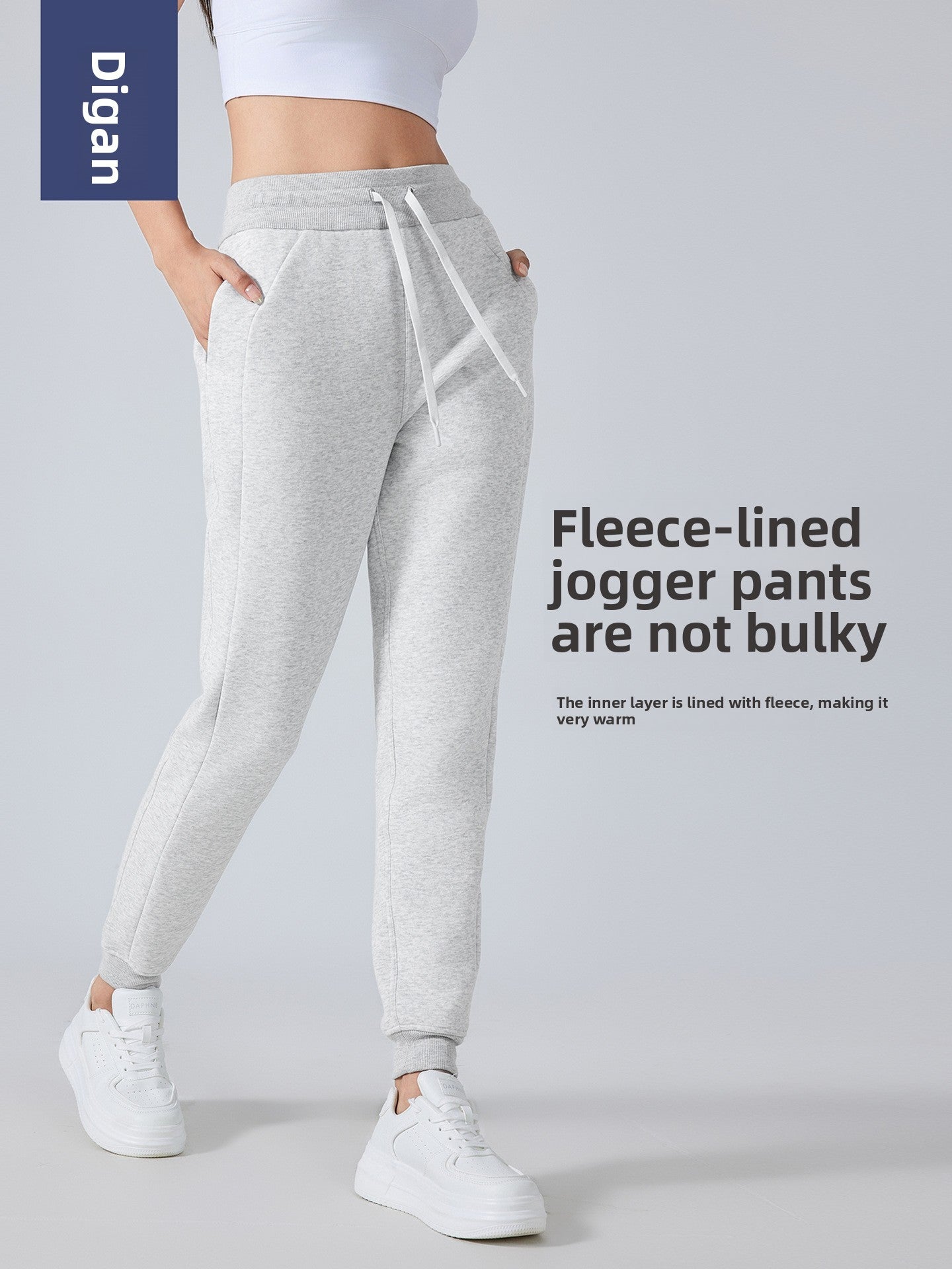 High-waisted loose-cuffed sports pants