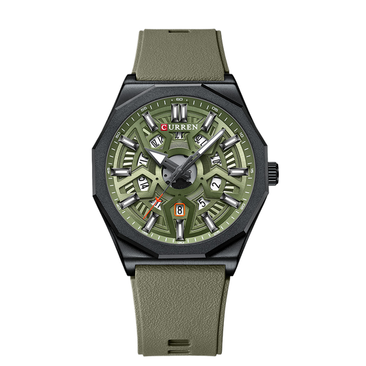 Curren Round Waterproof Quartz Watch with Calendar