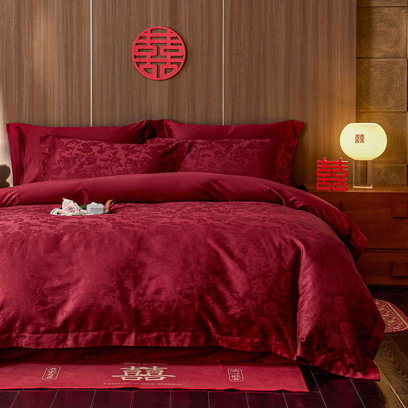 Wedding Cotton Bedding Set with Embroidery