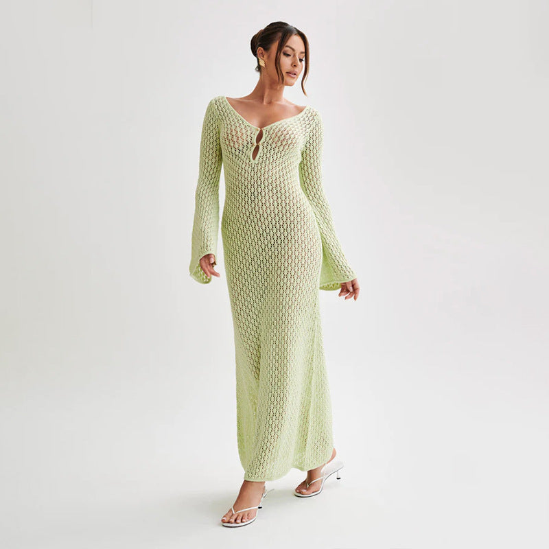 Sexy open-back Knitted lace dress
