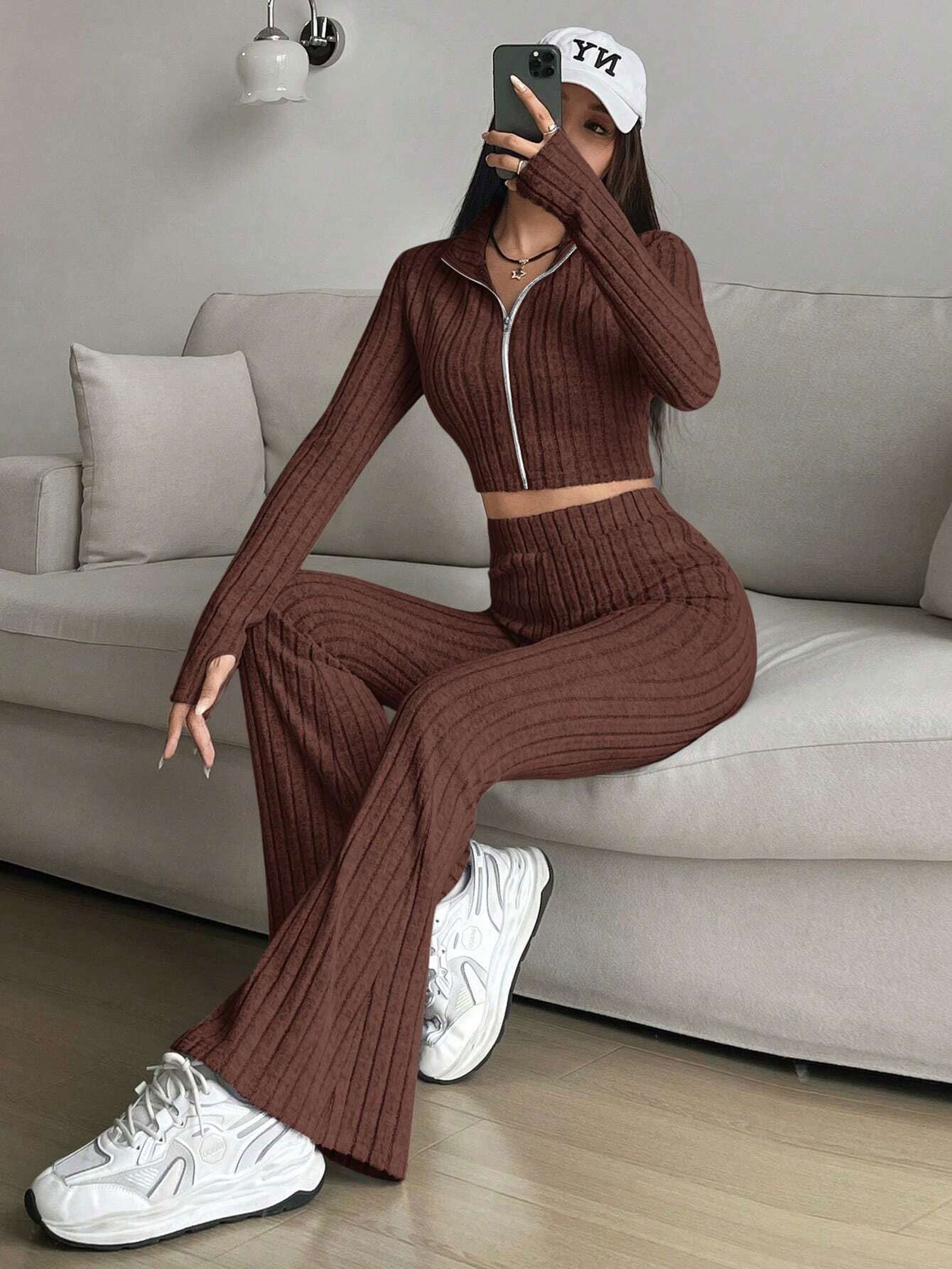 Women's Short-Sleeved Casual Sweatshirt Set