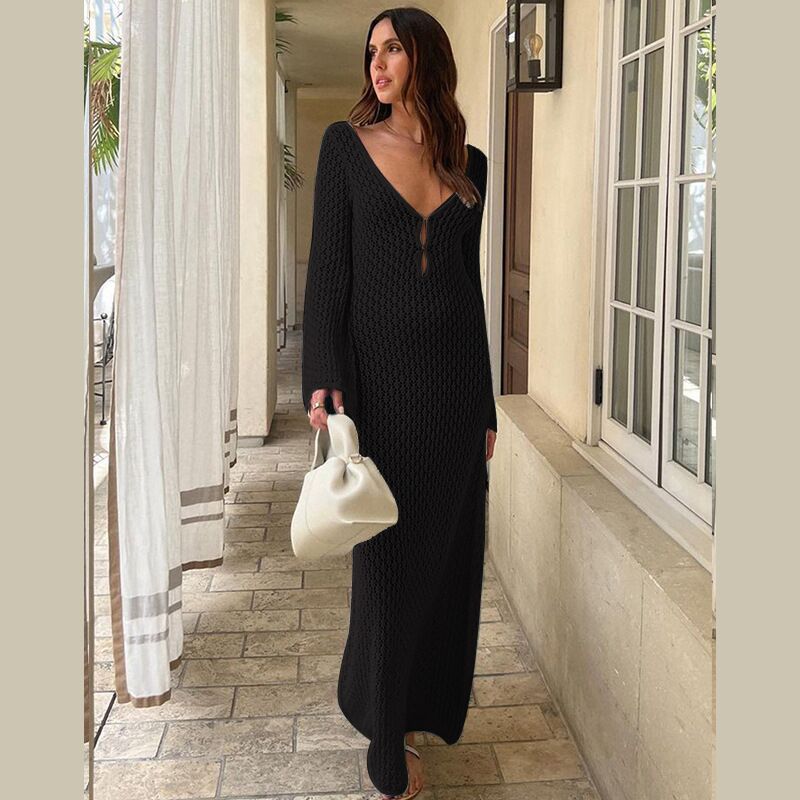 Sexy open-back Knitted lace dress