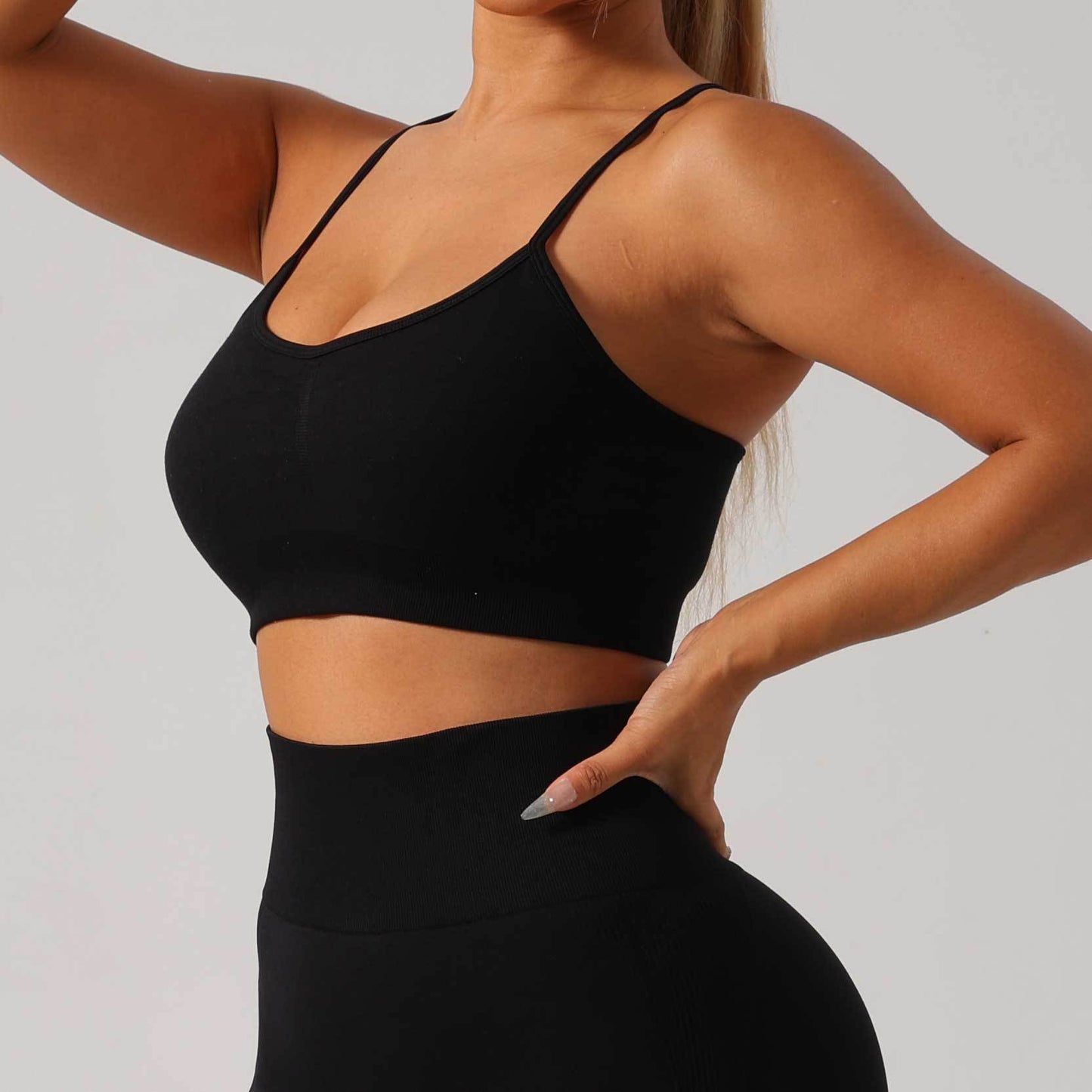 Conjunto de pantalones de yoga para correr largos y de alta elasticidad 