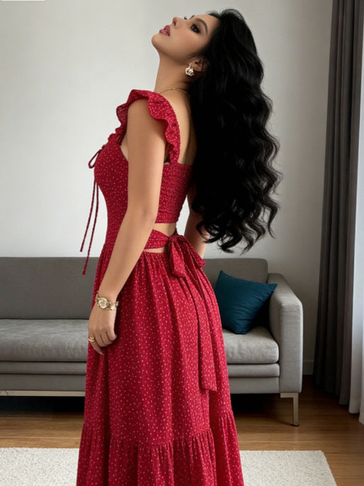 Women's halter neck floral square dress