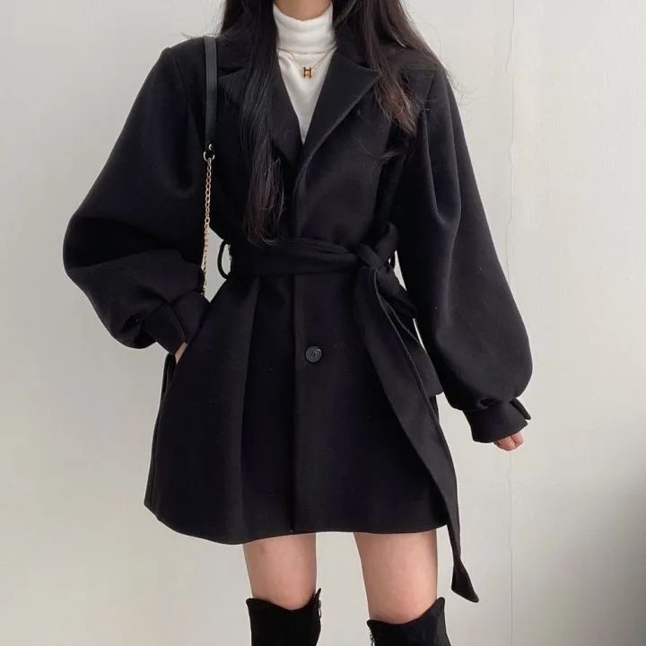Woolen Suit Collar Loose Fit Coat