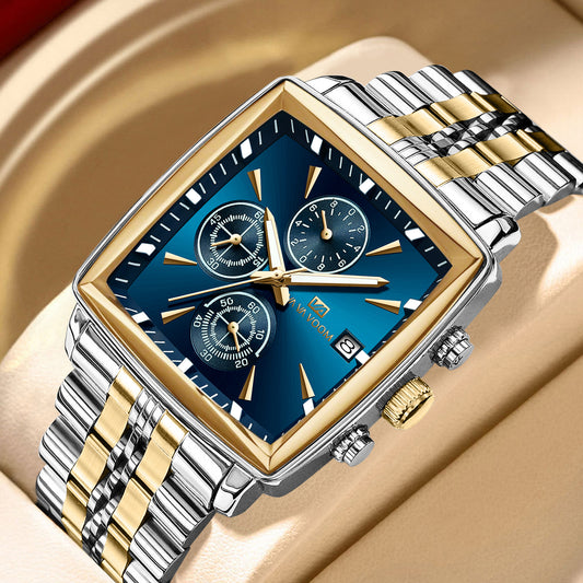 Multifunction Chronograph Mens Watch Luminous Waterproof Steel Band