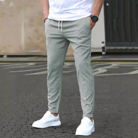 Solid-color casual pocket pants
