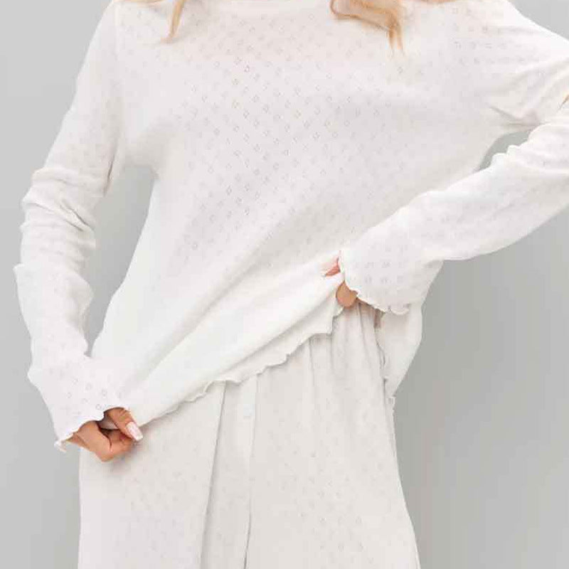 Women's round neck, long sleeves cotton pajama