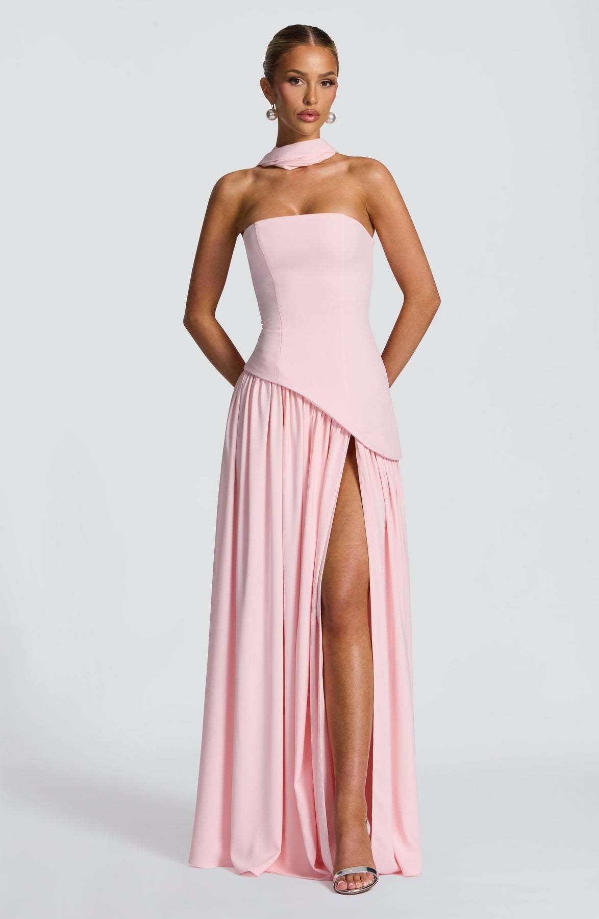 Strapless High Split Backless Long Dress