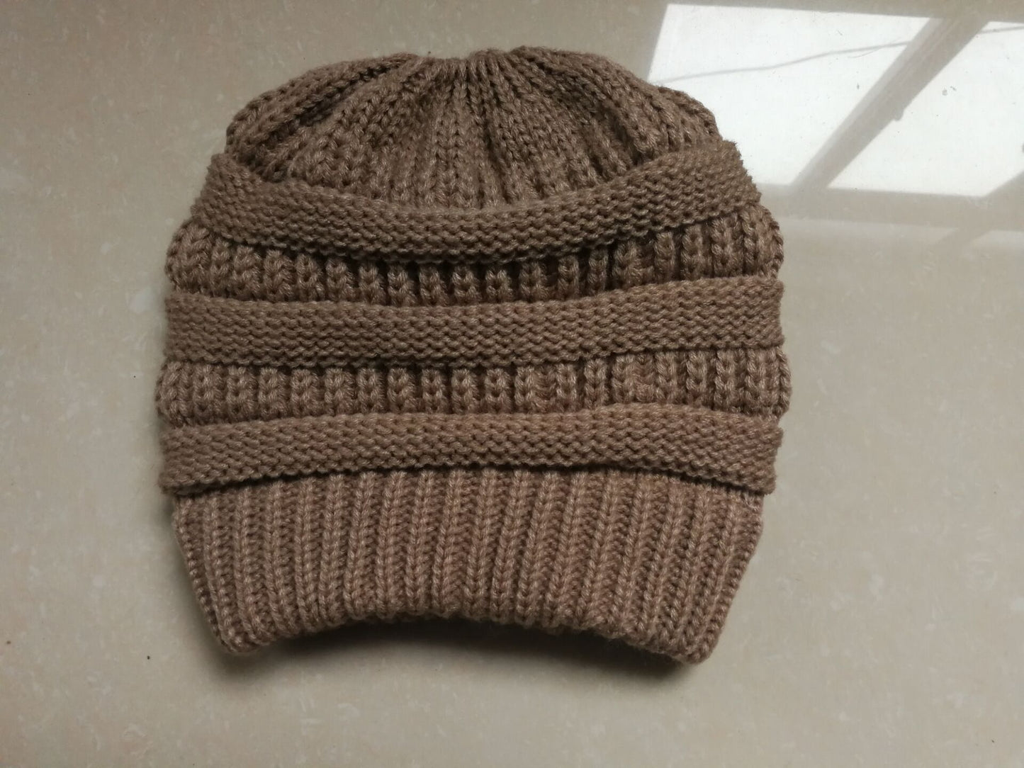 Womens Knitted Ponytail Hat Winter Warm Cap