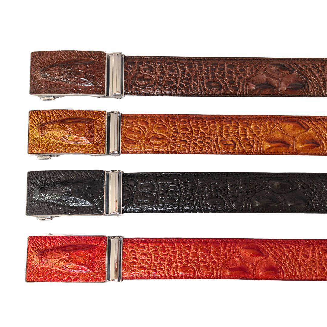 Genuine Leather Automatic Buckle Crocodile Pattern Belt