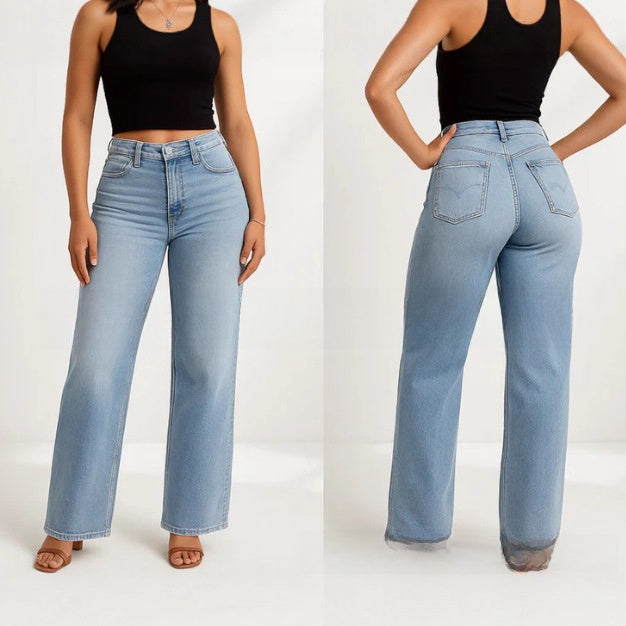 Vaqueros vintage ajustados para mujer 