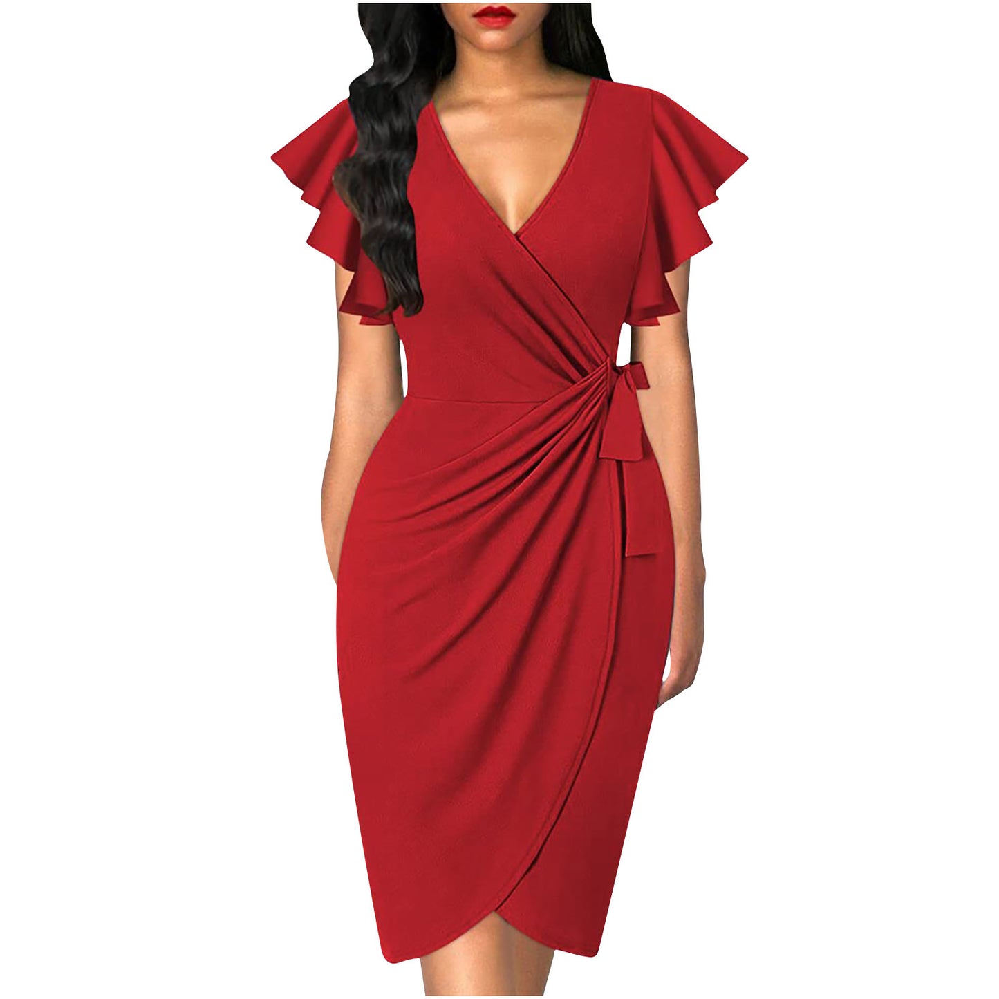 Elegant Twist Waist Pleated Dress