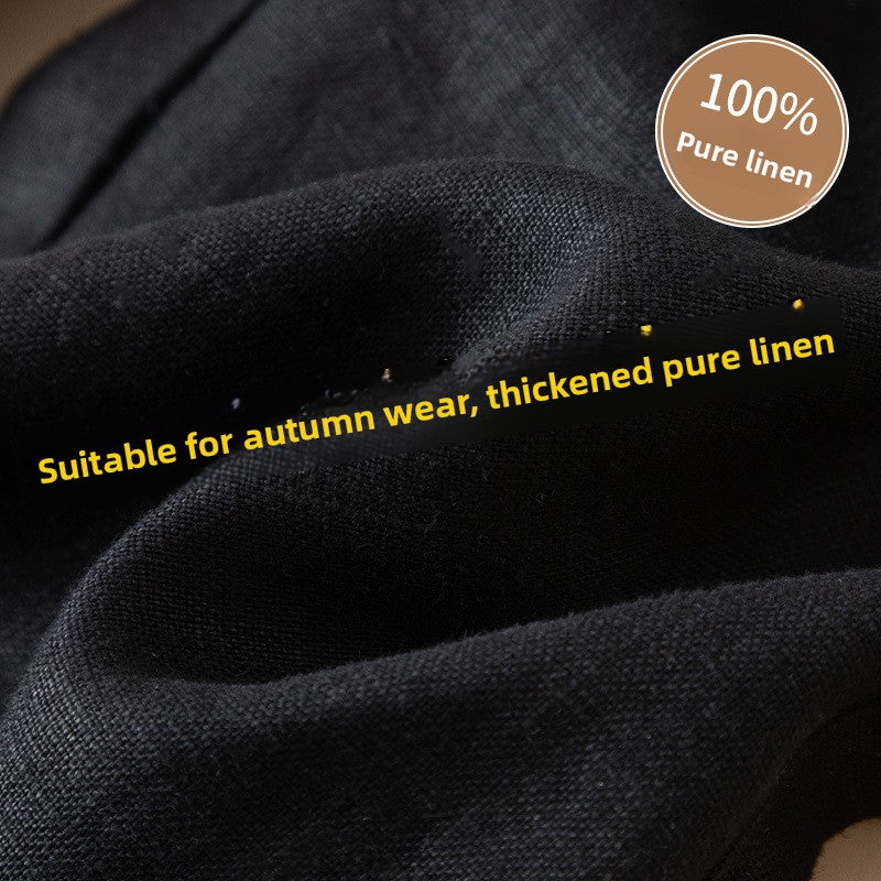 Linen Wide-Leg High-Waisted Pants