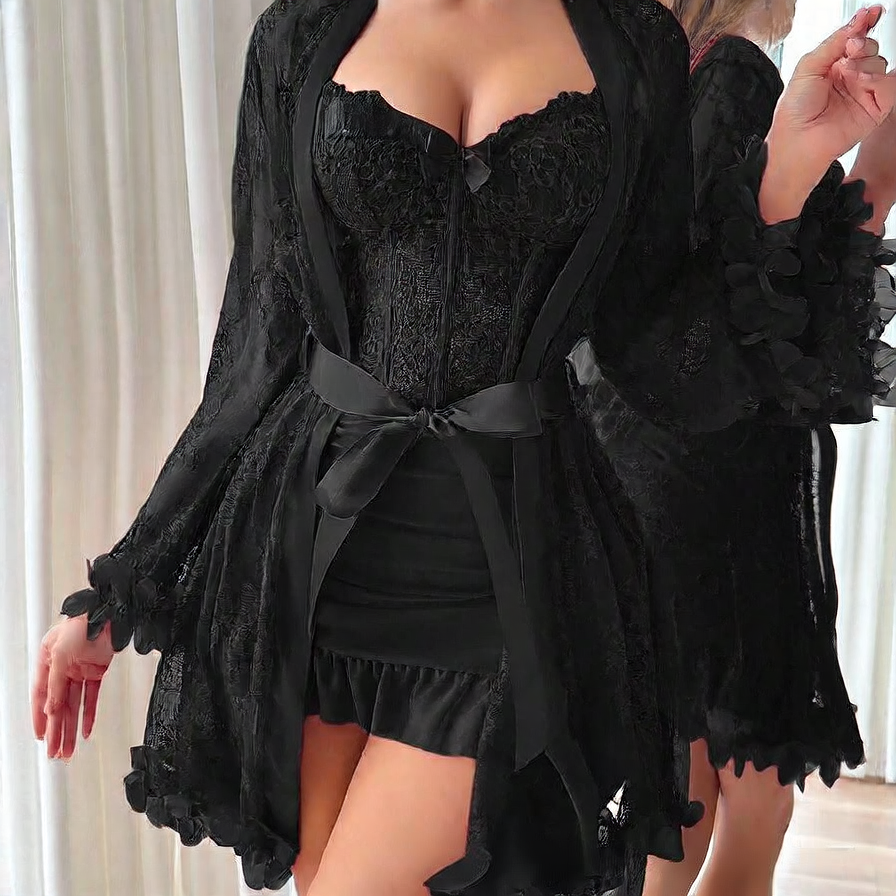 Elegant see-through women's lingerie set