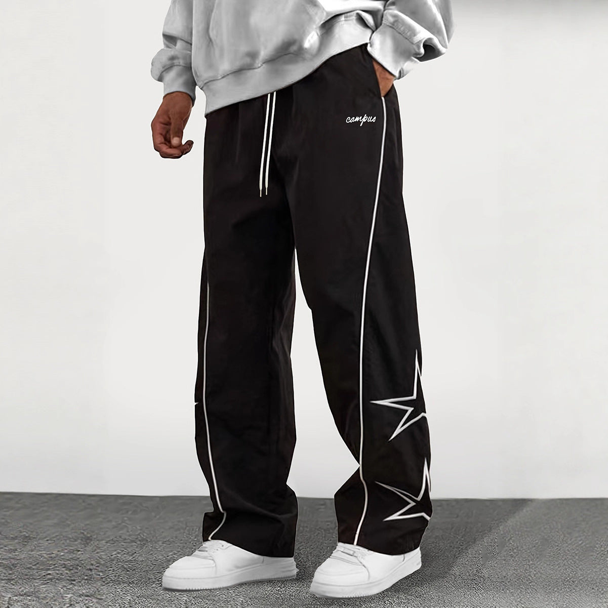 Striped five-star workwear casual straight-leg pants