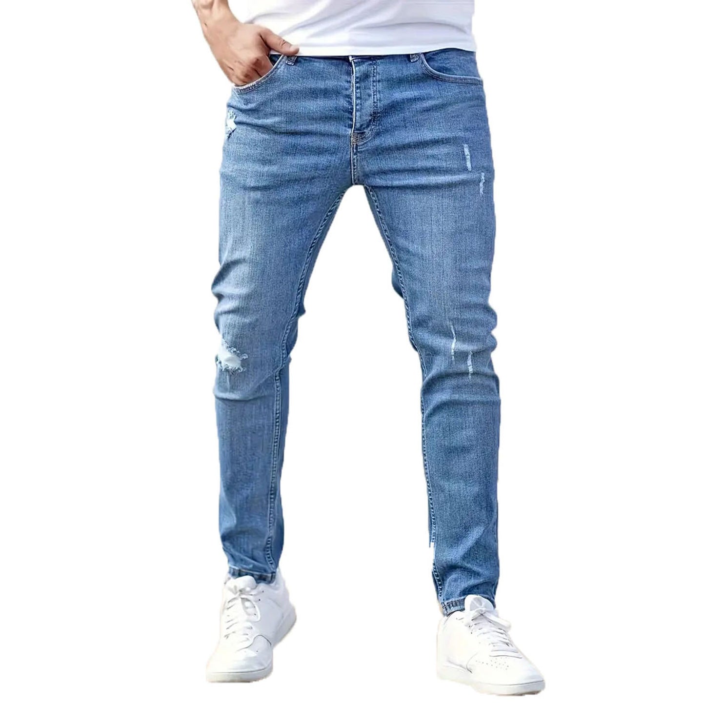 Men's stretchable ankle-length jeans