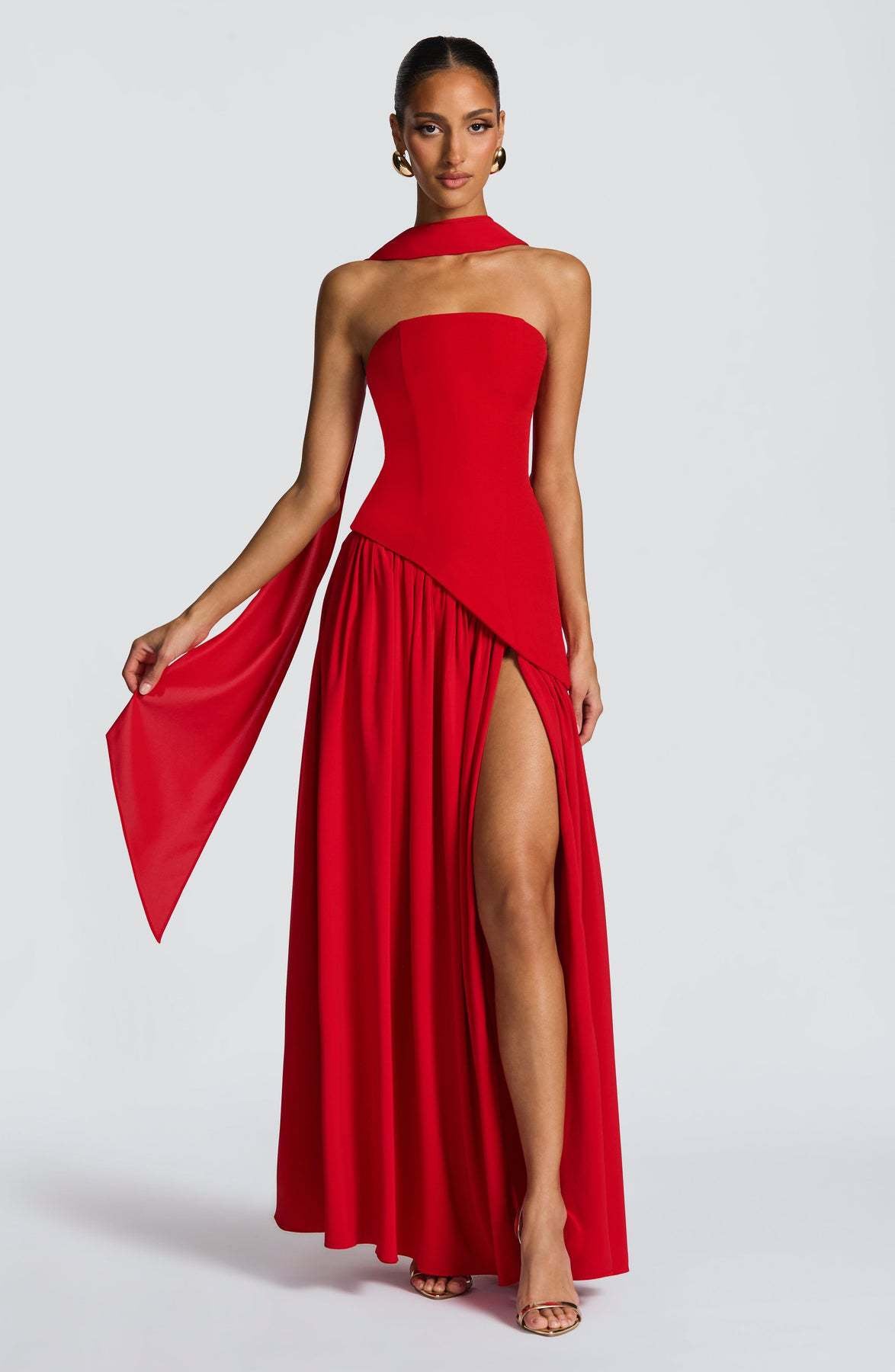 Strapless High Split Backless Long Dress