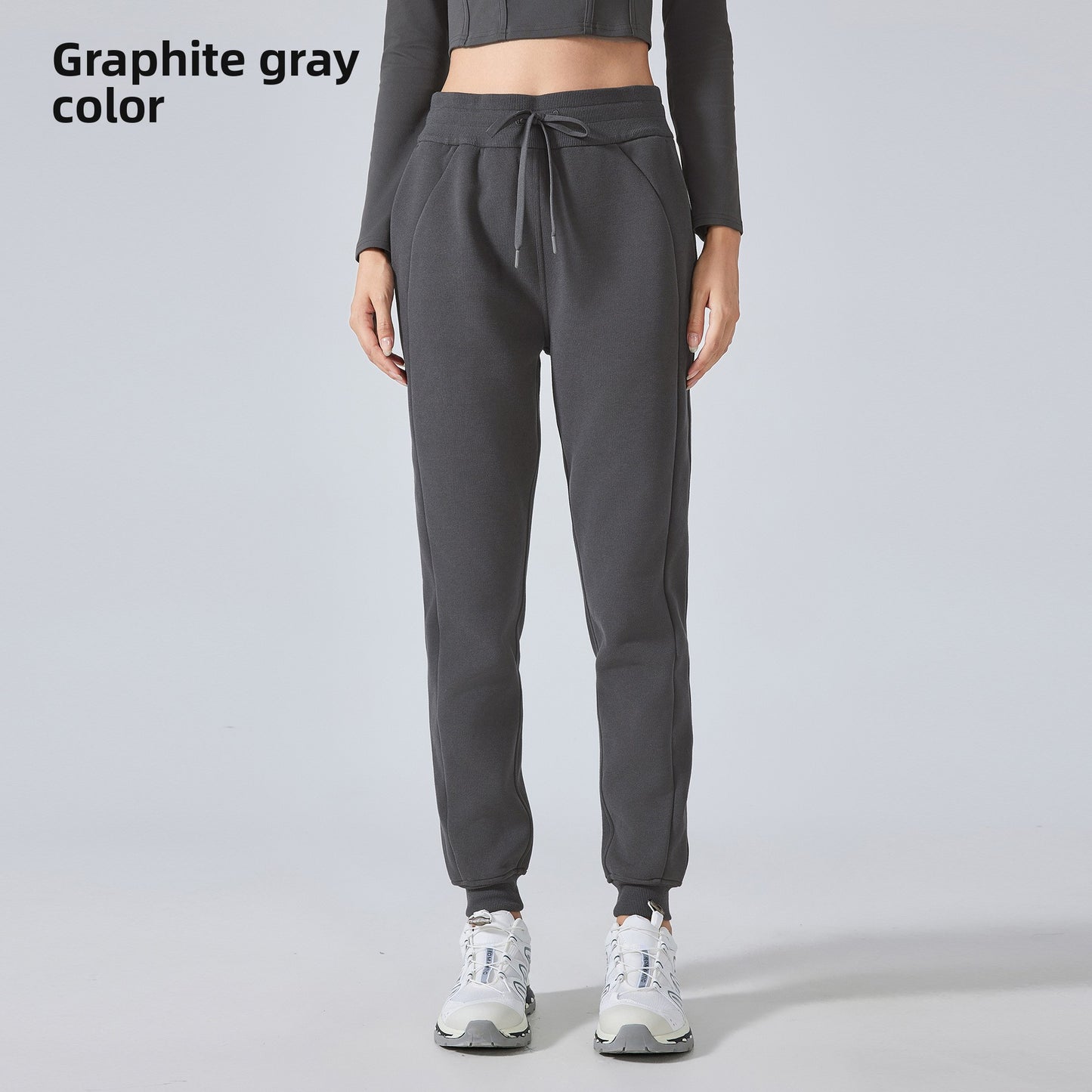 High-waisted loose-cuffed sports pants