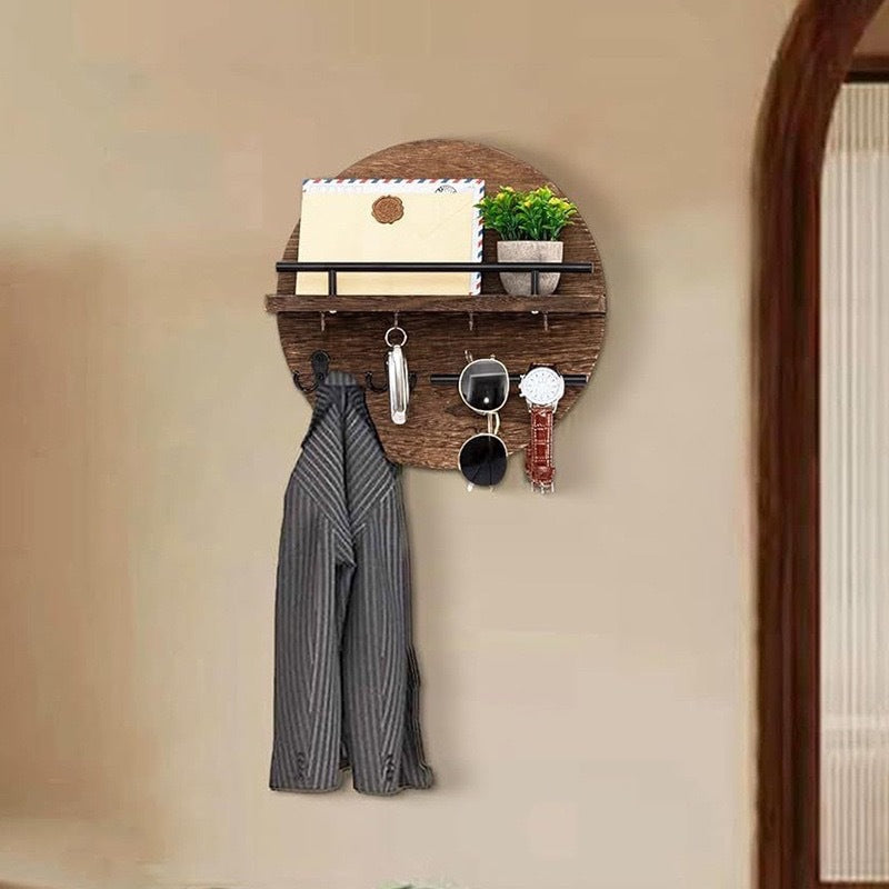 Round Wooden Wall Shelf