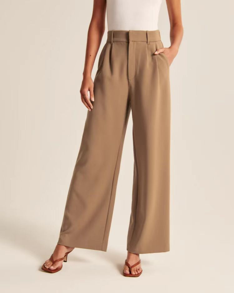 Pantalones anchos de cintura alta para mujer