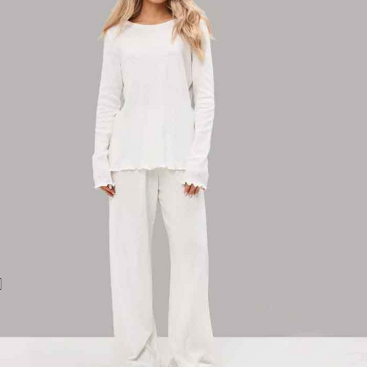 Women's round neck, long sleeves cotton pajama