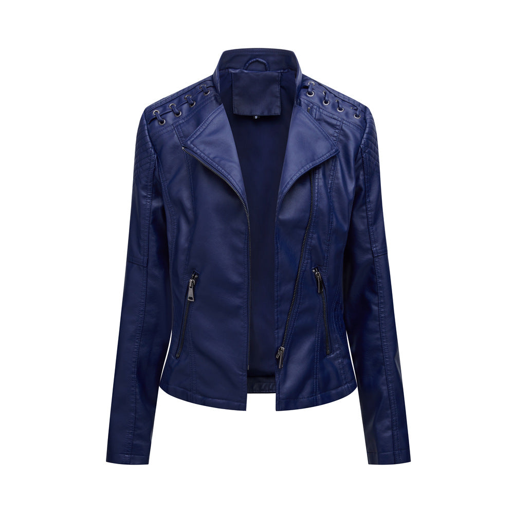 Womens Slim Fit PU Leather Jacket