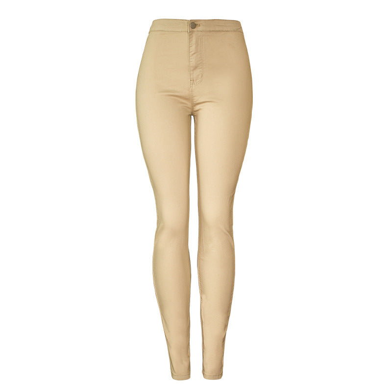 Pantalones de algodón elásticos y ajustados para mujer 