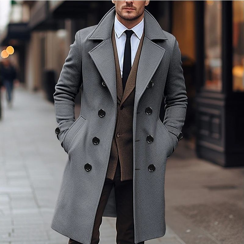 Double-breasted wool coat