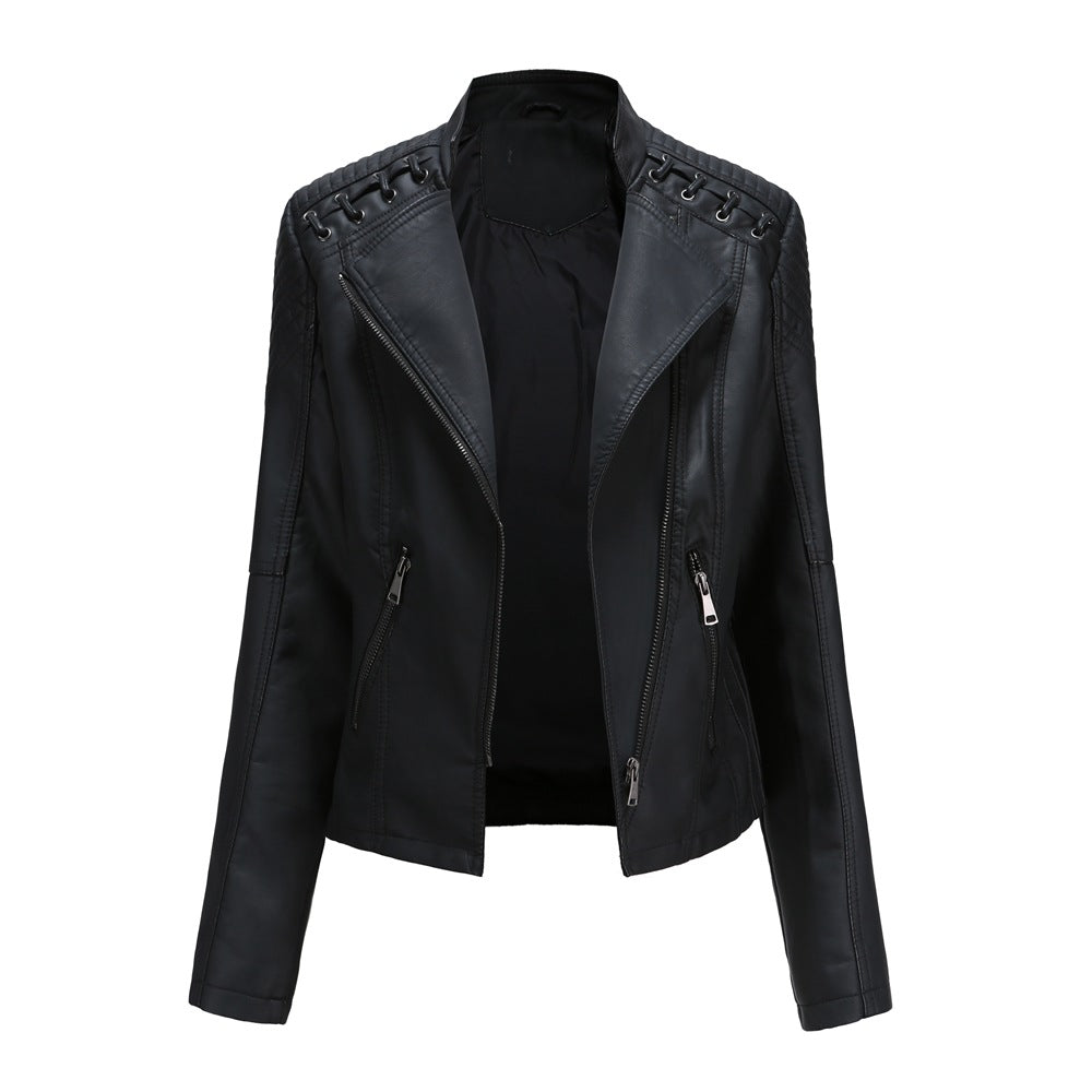 Womens Slim Fit PU Leather Jacket