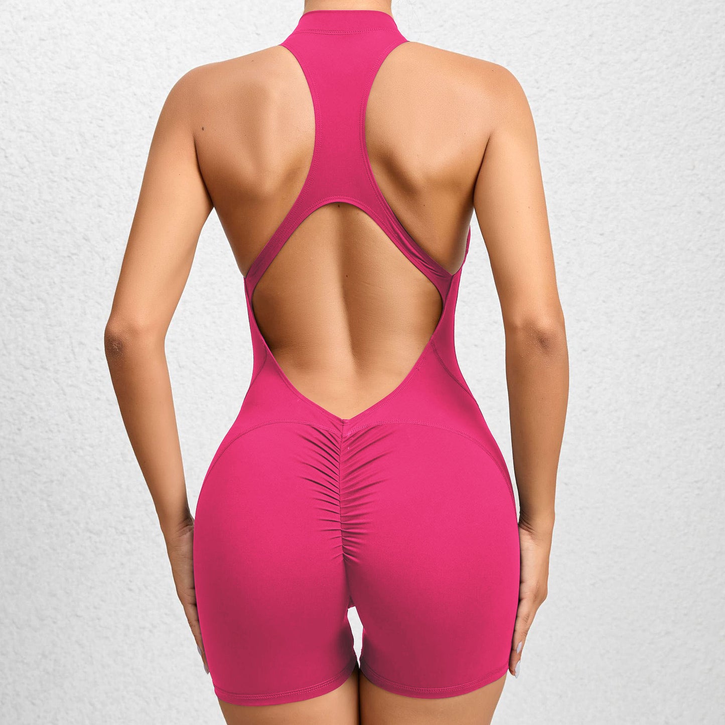 One-piece quick-drying pleated fitness jumpsuit